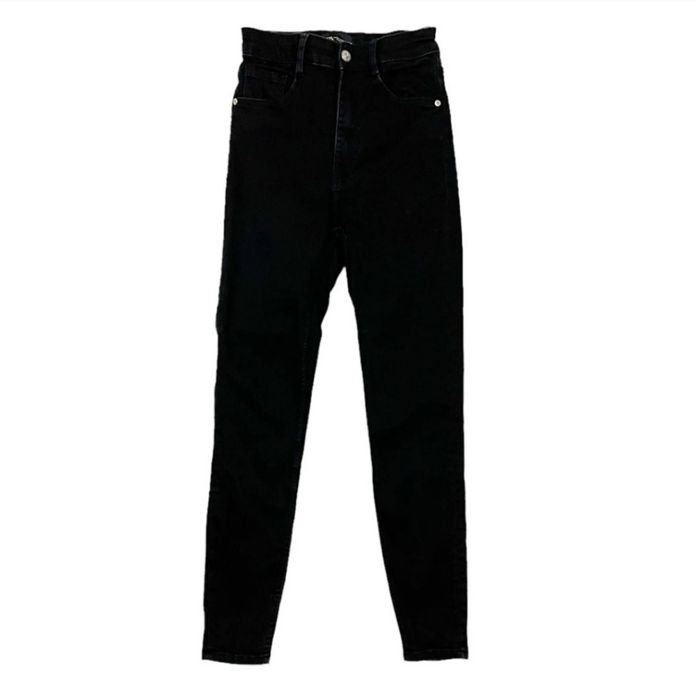 Zara High Rise Skinny Jeans in Black Denim Size 6